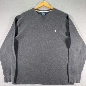 Vintage Polo Ralph Lauren Sleepwear Knit Long Sleeve Shirt Mens 2XL Gray Comfort